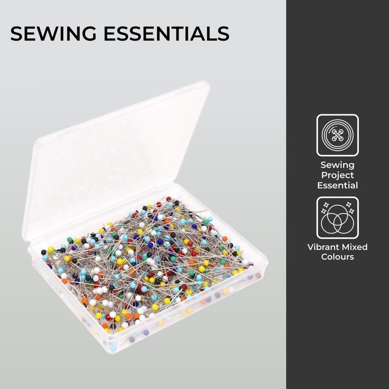 H&S Glass Head Sewing Pins for Dressmaking & Fabric Projects - 500Pcs Long Dress Pins for Crafts and Sewing Accessories - Straight Pins with Colored Heads for Decoration - Dressmaking Pins for Fabric - Image 4